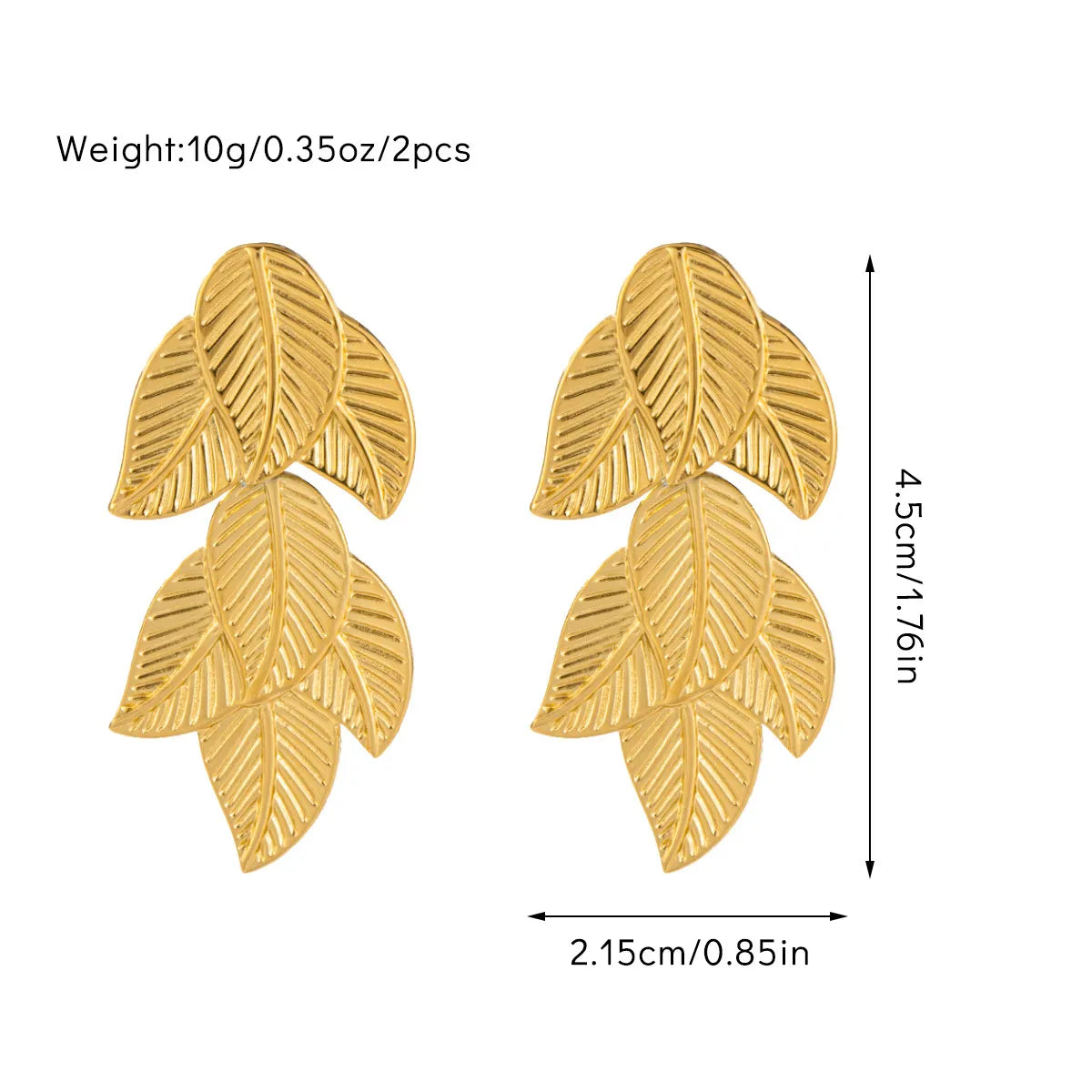 1 Pair Casual Simple Style Leaf Titanium Steel Drop Earrings