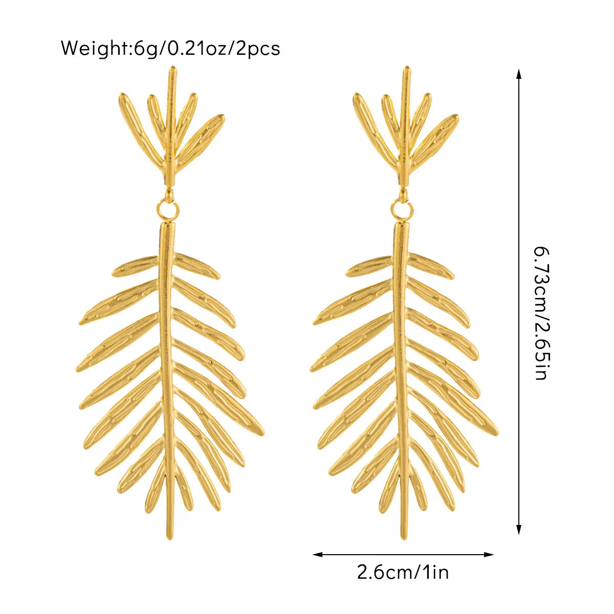 1 Pair Casual Simple Style Leaf Titanium Steel Drop Earrings