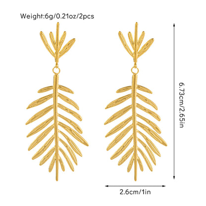 1 Pair Casual Simple Style Leaf Titanium Steel Drop Earrings