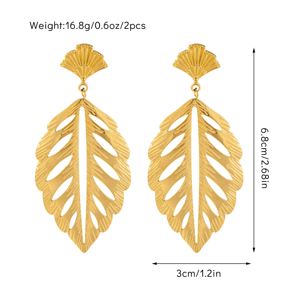 1 Pair Casual Simple Style Leaf Titanium Steel Drop Earrings