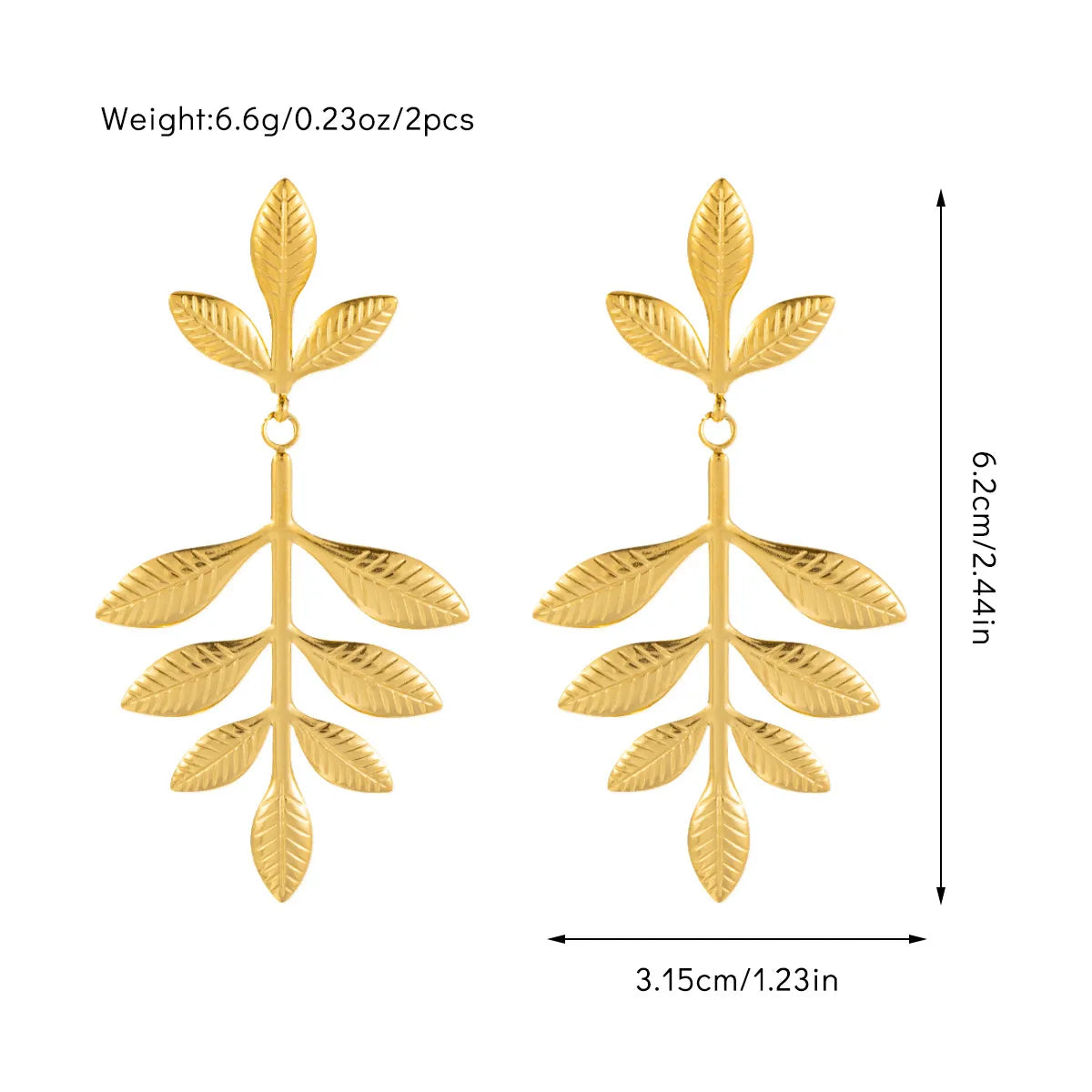 1 Pair Casual Simple Style Leaf Titanium Steel Drop Earrings