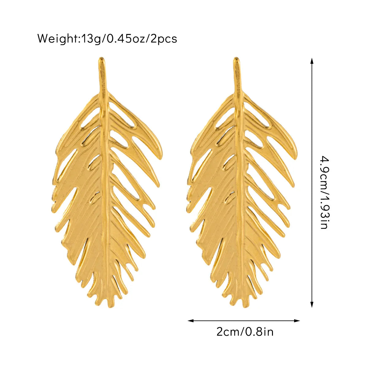 1 Pair Casual Simple Style Leaf Titanium Steel Drop Earrings