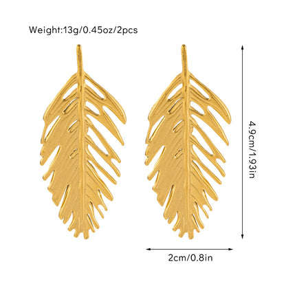 1 Pair Casual Simple Style Leaf Titanium Steel Drop Earrings