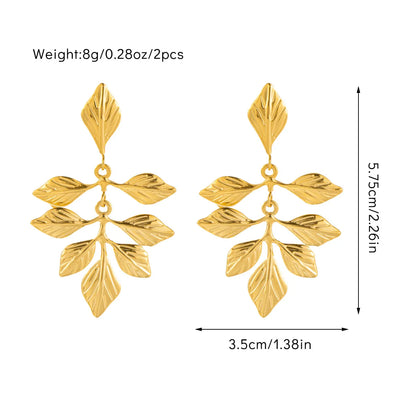 1 Pair Casual Simple Style Leaf Titanium Steel Drop Earrings