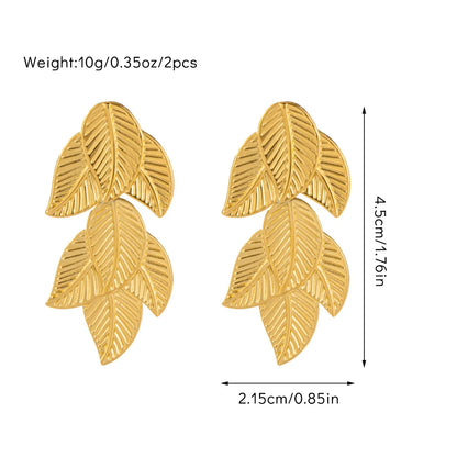 1 Pair Casual Simple Style Leaf Titanium Steel Drop Earrings