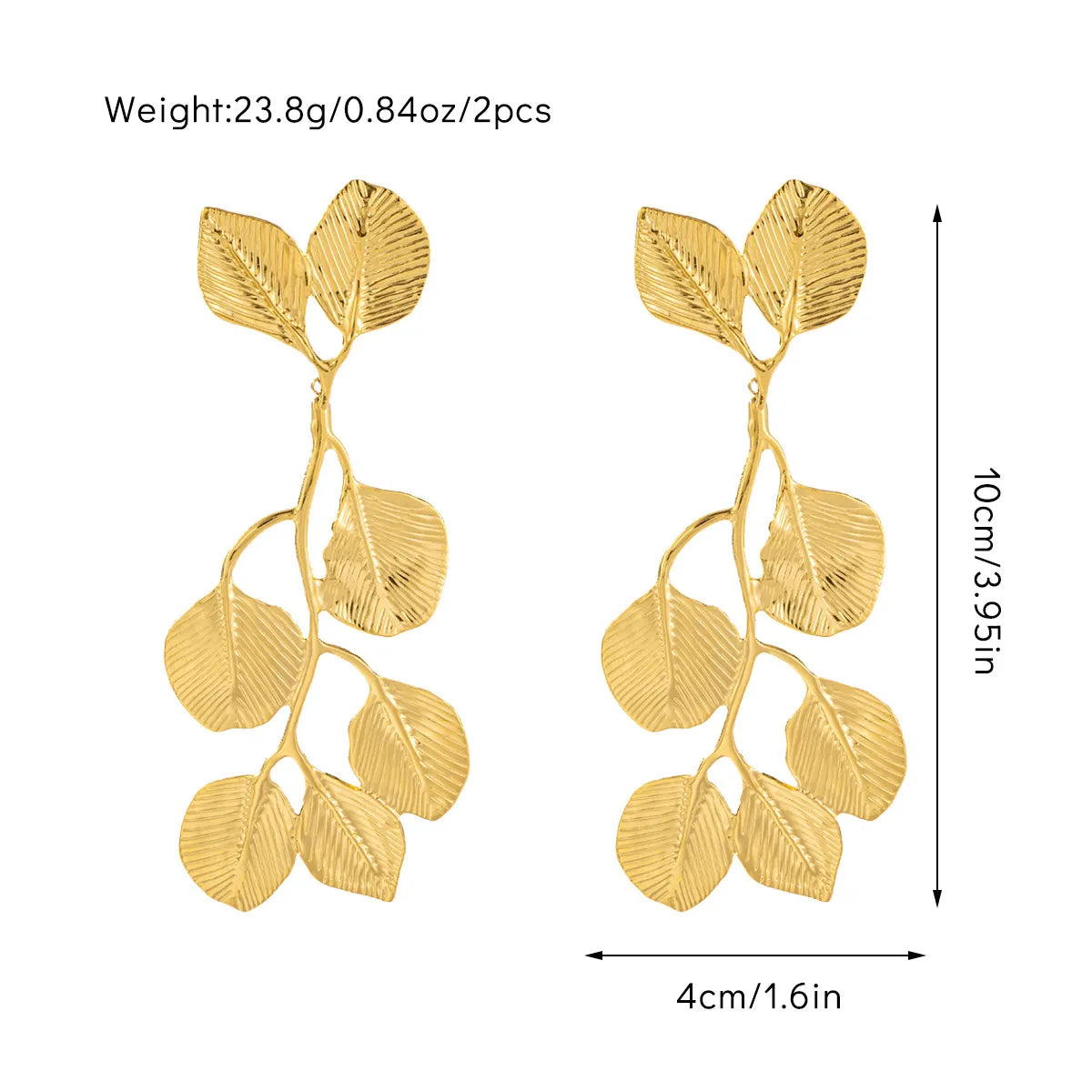 1 Pair Casual Simple Style Leaf Titanium Steel Drop Earrings