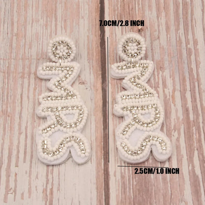 1 Pair Casual Simple Style Letter Handmade Beaded Cloth Drop Earrings