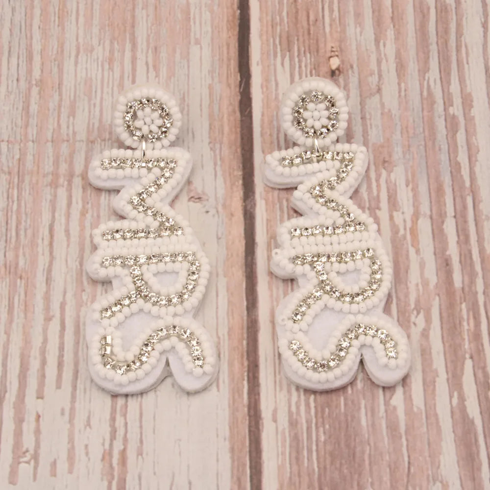 1 Pair Casual Simple Style Letter Handmade Beaded Cloth Drop Earrings