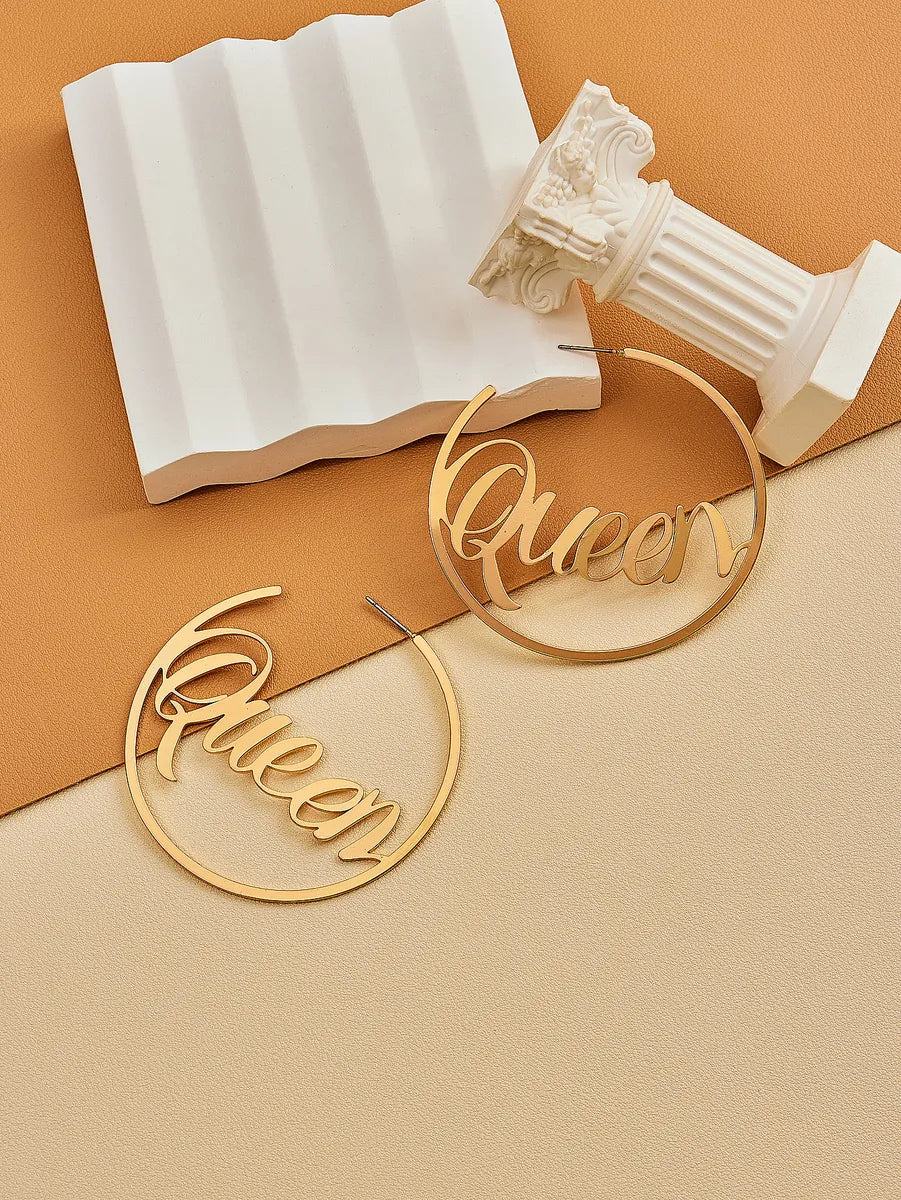 1 Pair Casual Simple Style Letter Hollow Out Alloy Ear Studs