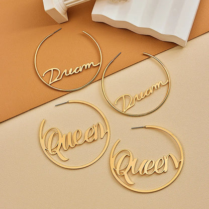 1 Pair Casual Simple Style Letter Hollow Out Alloy Ear Studs