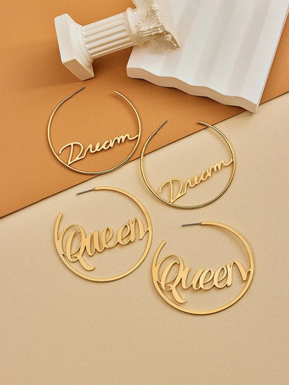 1 Pair Casual Simple Style Letter Hollow Out Alloy Ear Studs