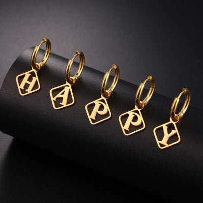 1 Pair Casual Simple Style Letter Plating Stainless Steel Drop Earrings