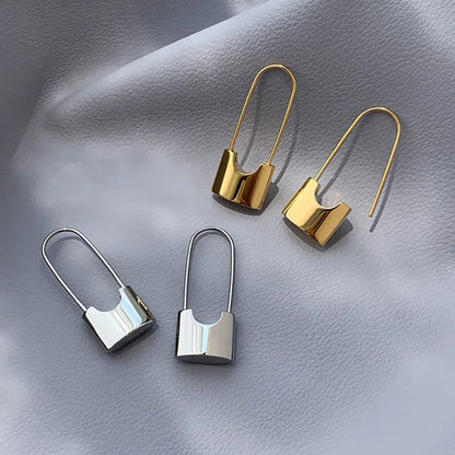 1 Pair Casual Simple Style Lock Plating Copper Earrings