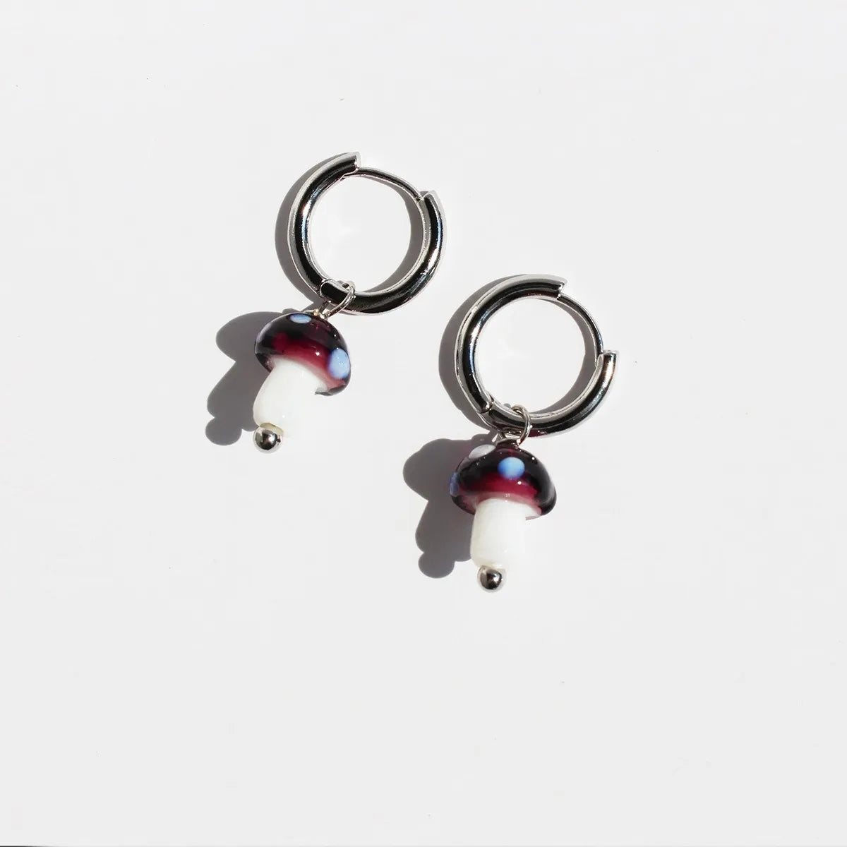 1 Pair Casual Simple Style Mushroom Plating Glass Brass Earrings