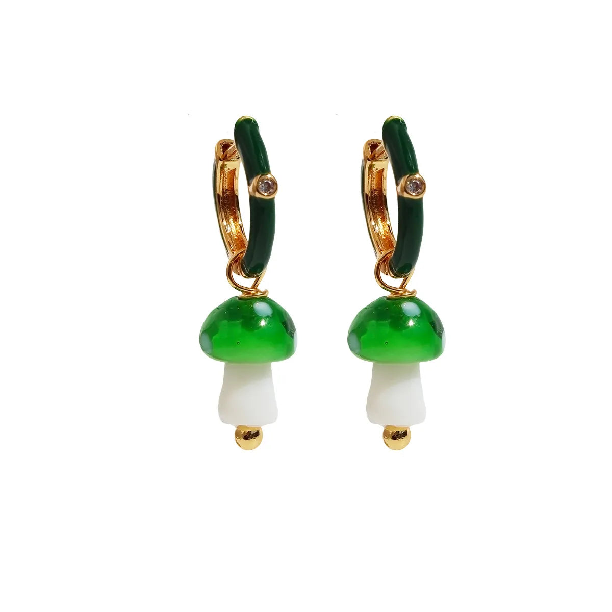 1 Pair Casual Simple Style Mushroom Plating Glass Brass Earrings