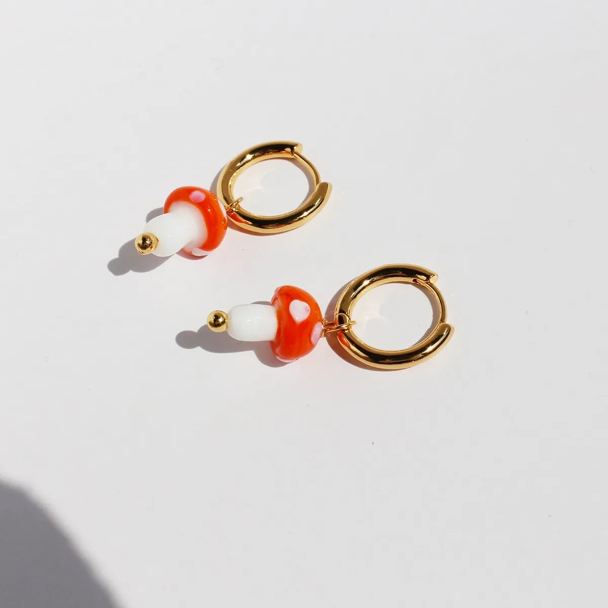 1 Pair Casual Simple Style Mushroom Plating Glass Brass Earrings