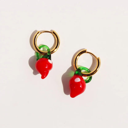 1 Pair Casual Simple Style Mushroom Plating Glass Brass Earrings