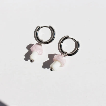 1 Pair Casual Simple Style Mushroom Plating Glass Brass Earrings