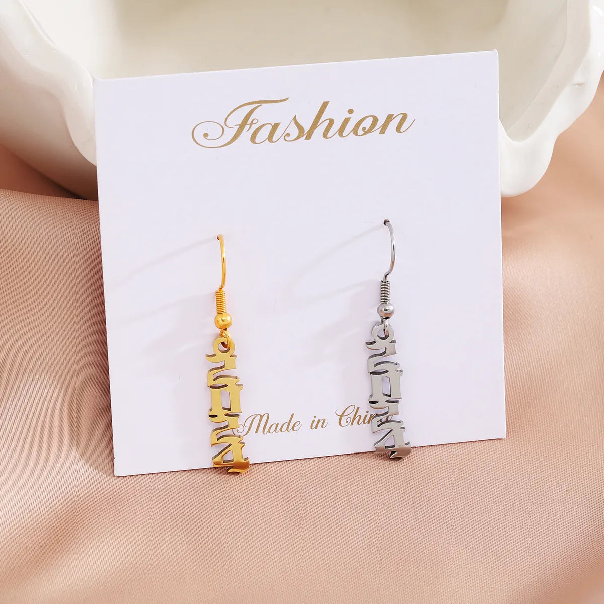 1 Pair Casual Simple Style Number Stainless Steel Drop Earrings