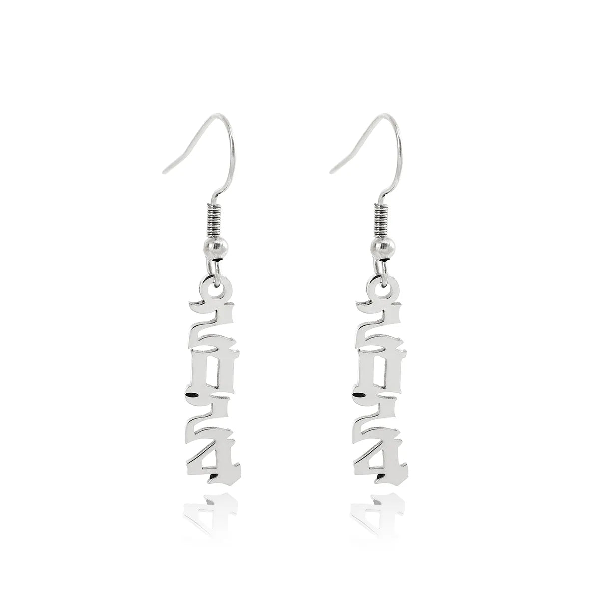 1 Pair Casual Simple Style Number Stainless Steel Drop Earrings