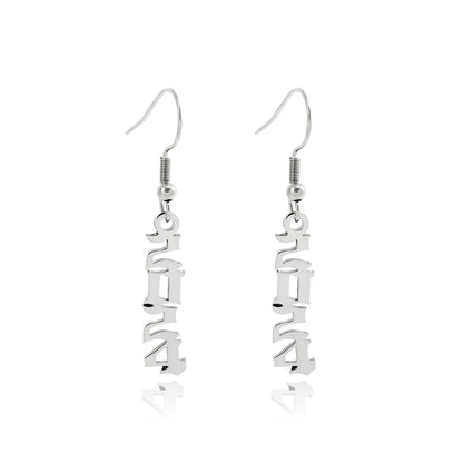 1 Pair Casual Simple Style Number Stainless Steel Drop Earrings