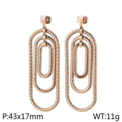 1 Pair Casual Simple Style Oval 304 Stainless Steel 18K Gold Plated Drop Earrings