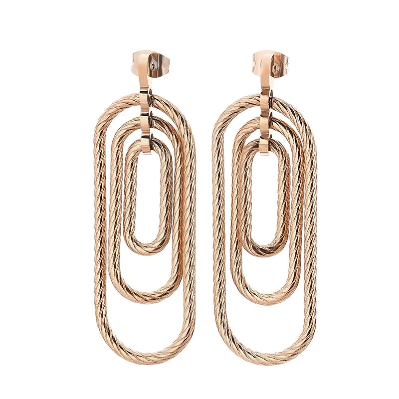 1 Pair Casual Simple Style Oval 304 Stainless Steel 18K Gold Plated Drop Earrings