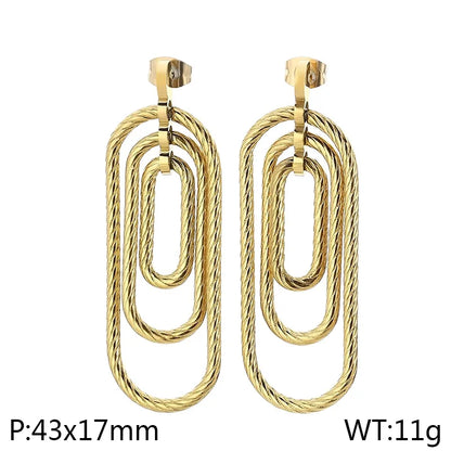 1 Pair Casual Simple Style Oval 304 Stainless Steel 18K Gold Plated Drop Earrings