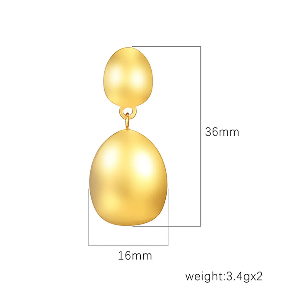 1 Pair Casual Simple Style Oval 304 Stainless Steel 18K Gold Plated Drop Earrings