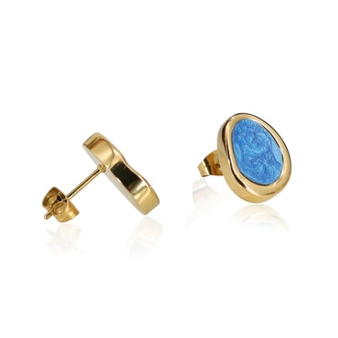 1 Pair Casual Simple Style Oval Enamel Titanium Steel 18k Gold Plated Ear Studs