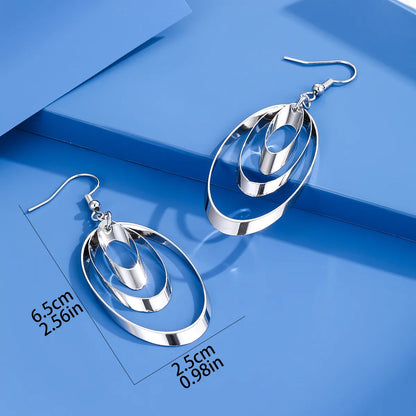 1 Pair Casual Simple Style Oval Plating Alloy Silver Plated Ear Hook