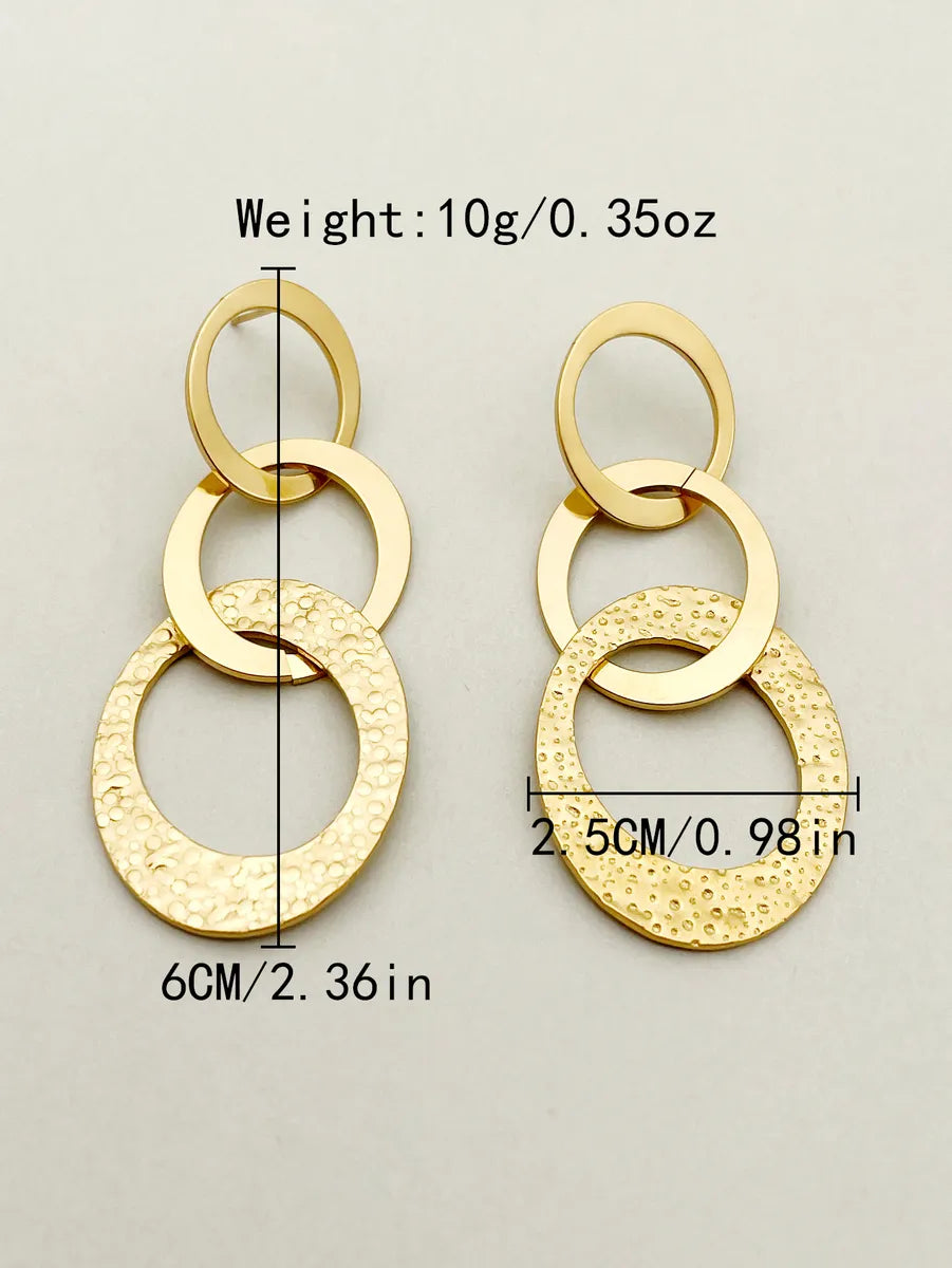 1 Pair Casual Simple Style Oval Polishing Plating Stainless Steel Gold Plated Drop Earrings