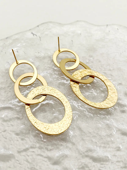 1 Pair Casual Simple Style Oval Polishing Plating Stainless Steel Gold Plated Drop Earrings