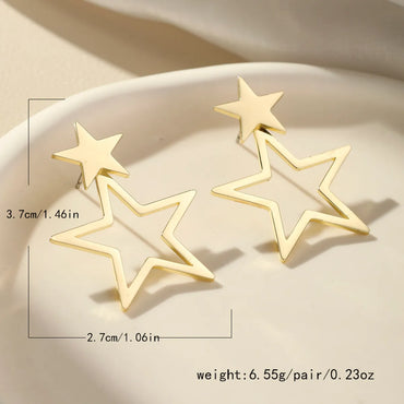 1 Pair Casual Simple Style Pentagram 304 Stainless Steel Drop Earrings