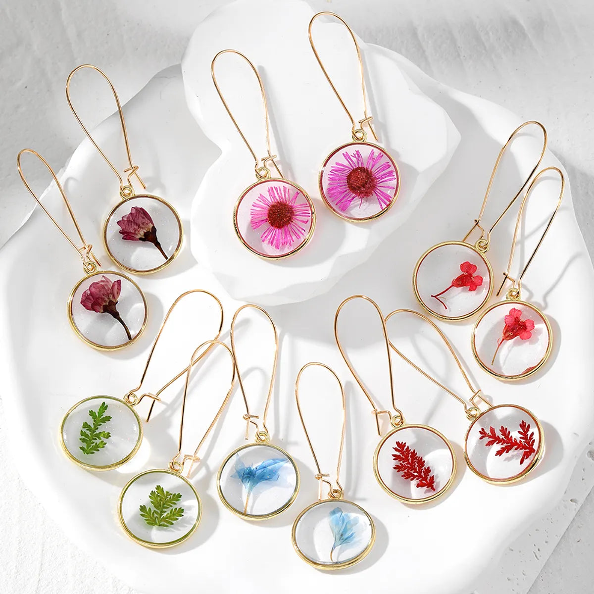 1 Pair Casual Simple Style Plant Flower Epoxy Resin Drop Earrings