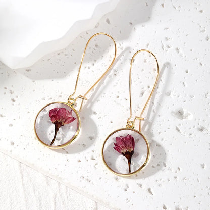 1 Pair Casual Simple Style Plant Flower Epoxy Resin Drop Earrings