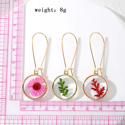 1 Pair Casual Simple Style Plant Flower Epoxy Resin Drop Earrings