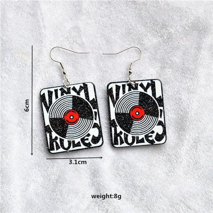 1 Pair Casual Simple Style Record Letter Arylic Metal Drop Earrings