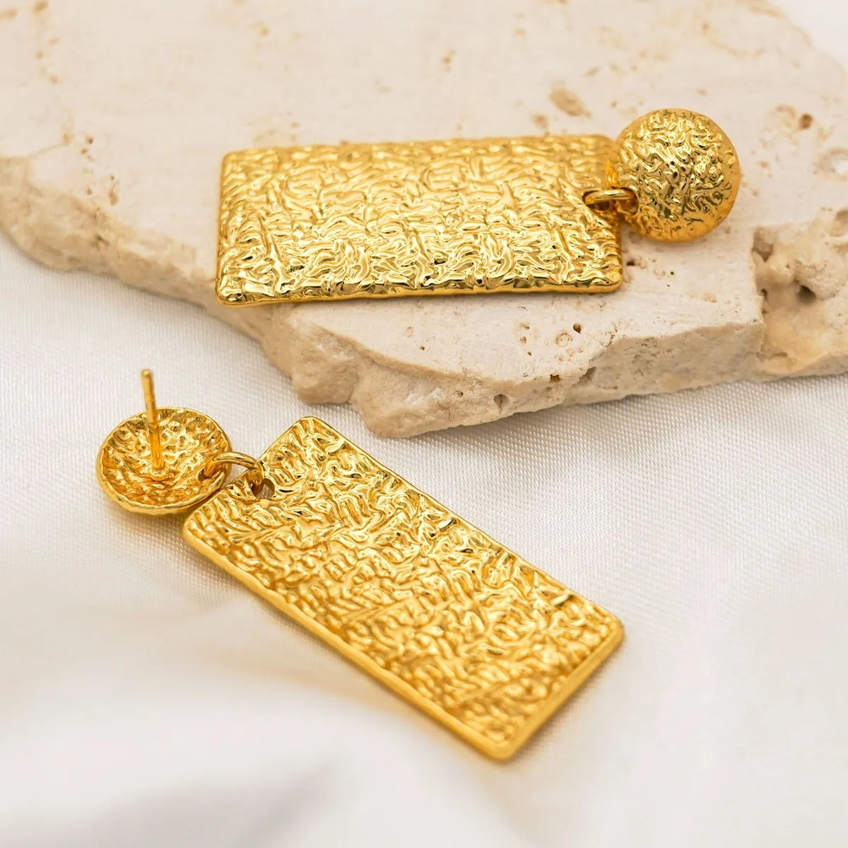 1 Pair Casual Simple Style Rectangle 304 Stainless Steel 18K Gold Plated Drop Earrings