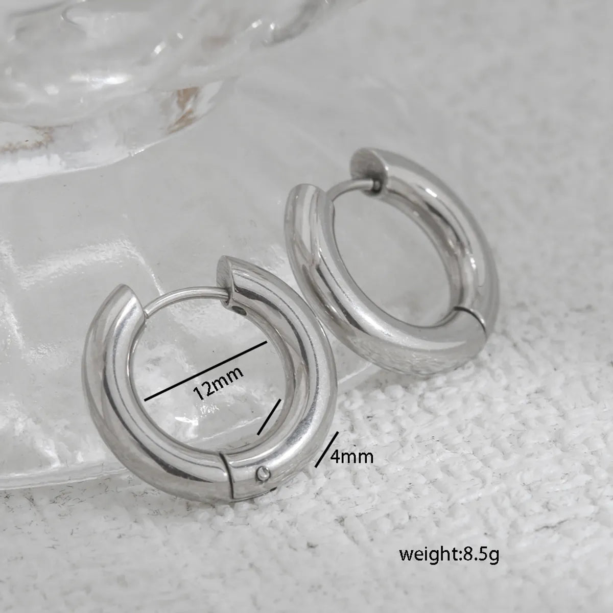 1 Pair Casual Simple Style Round 304 Stainless Steel Earrings