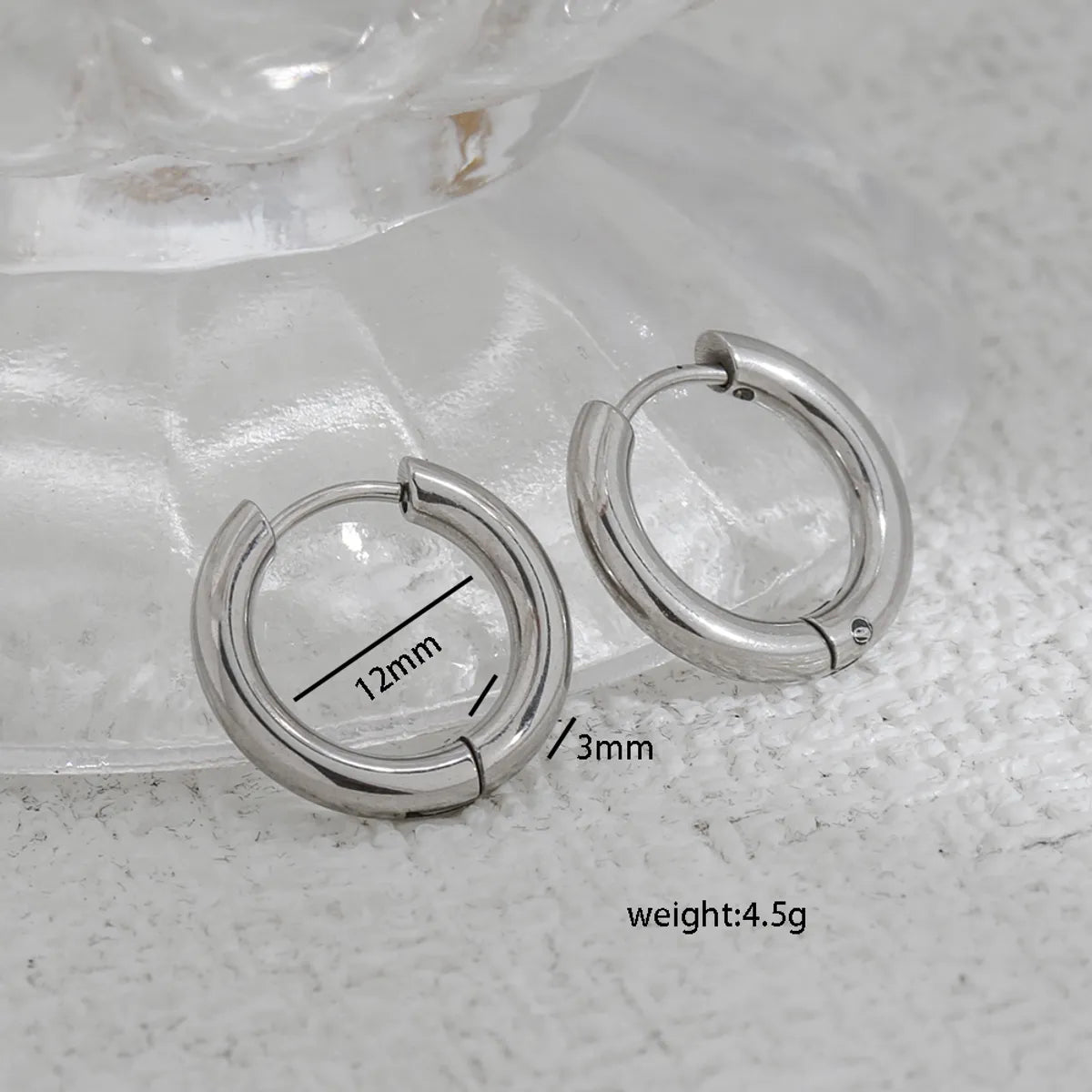 1 Pair Casual Simple Style Round 304 Stainless Steel Earrings