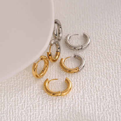 1 Pair Casual Simple Style Round 304 Stainless Steel Earrings