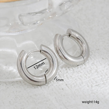 1 Pair Casual Simple Style Round 304 Stainless Steel Earrings