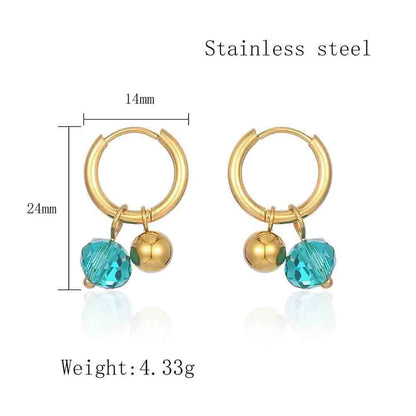 1 Pair Casual Simple Style Round Beaded Plating Stainless Steel 18k Gold Plated Drop Earrings