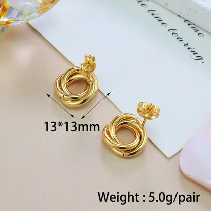 1 Pair Casual Simple Style Round Hollow Out 304 Stainless Steel Ear Studs