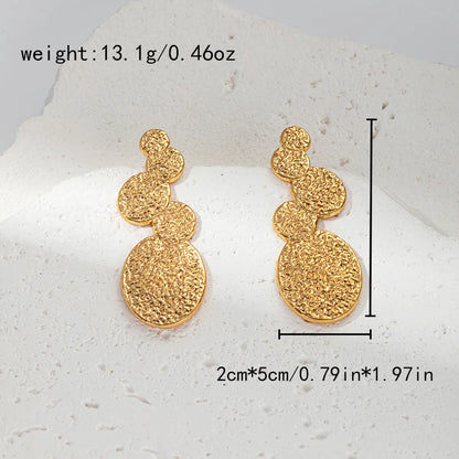 1 Pair Casual Simple Style Round Plating 304 Stainless Steel 14K Gold Plated Drop Earrings