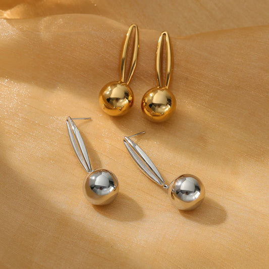 1 Pair Casual Simple Style Round Plating 304 Stainless Steel Drop Earrings