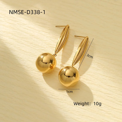 1 Pair Casual Simple Style Round Plating 304 Stainless Steel Drop Earrings