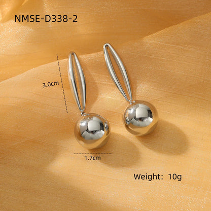 1 Pair Casual Simple Style Round Plating 304 Stainless Steel Drop Earrings