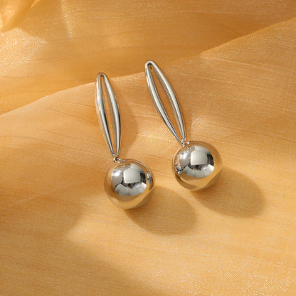 1 Pair Casual Simple Style Round Plating 304 Stainless Steel Drop Earrings